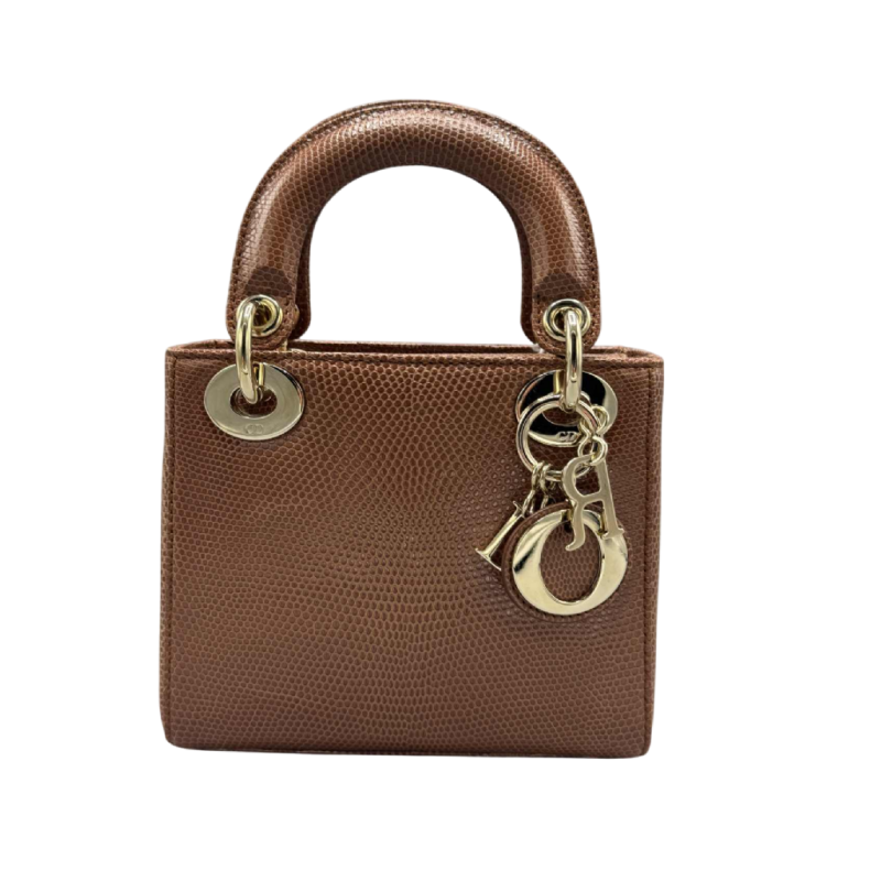 Christian Dior, sac Lady Dior Mini, lézard brun