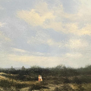 Olivier De Nato « Bewegend landschap » schilderij olieverf op paneel