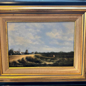 Olivier De Nato « Paysage animé» peinture huile sur panneau