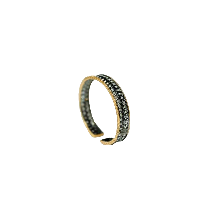 Rose gold bracelet with black enamel and diamonds