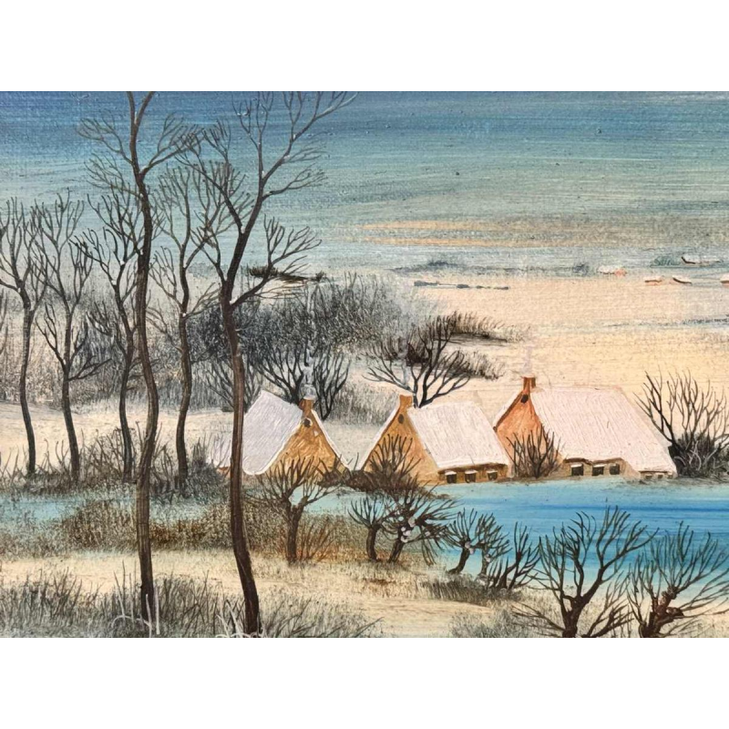 Danielle MOLINA "Winterlandschap met eenden" olieverf op doek