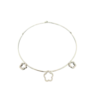 Gold necklace with diamond-set leaves