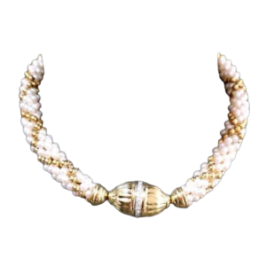 Gouden, parel & diamanten halsketting