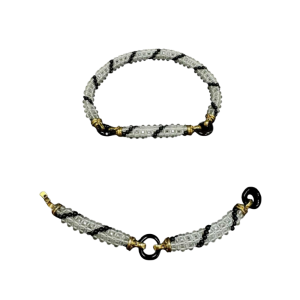 Set in 18-carat yellow gold (necklace & bracelet), rock crystal & black onyx