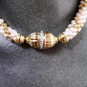 Gold, pearl & diamond necklace