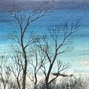 Danielle MOLINA « Paysage hivernal aux canards » peinture huile sur toile