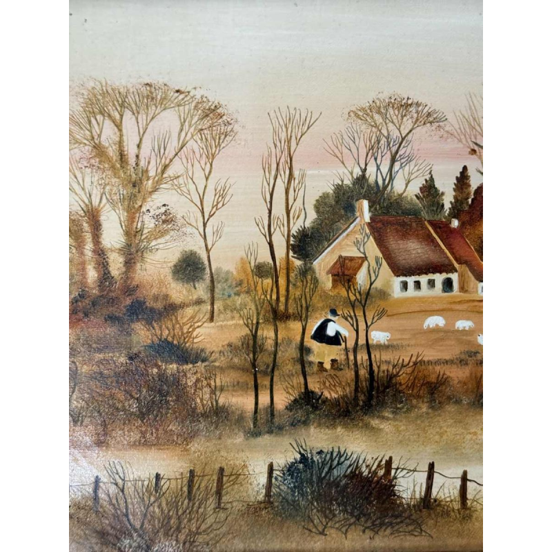 Danielle MOLINA "Het herfstlandschap met schapen" olieverf op doek