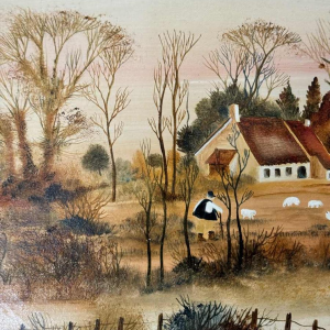 Danielle MOLINA "Het herfstlandschap met schapen" olieverf op doek