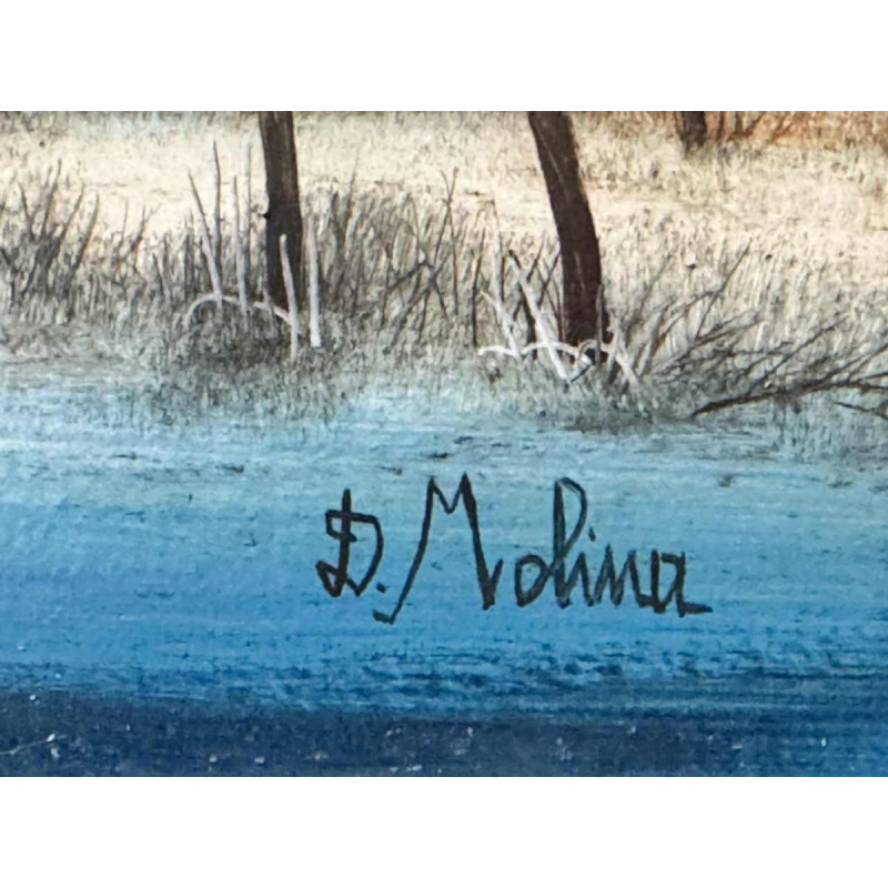 Danielle MOLINA "Winterlandschap met eenden" olieverf op doek