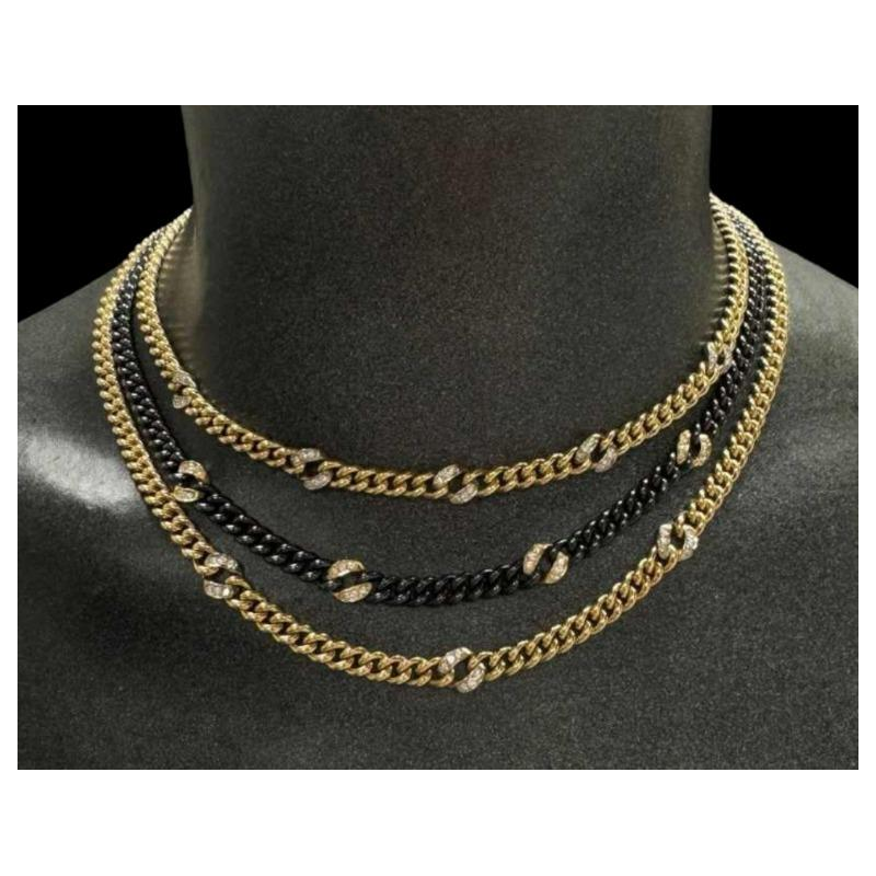 Yellow gold and black steel necklace with diamonds, 1983