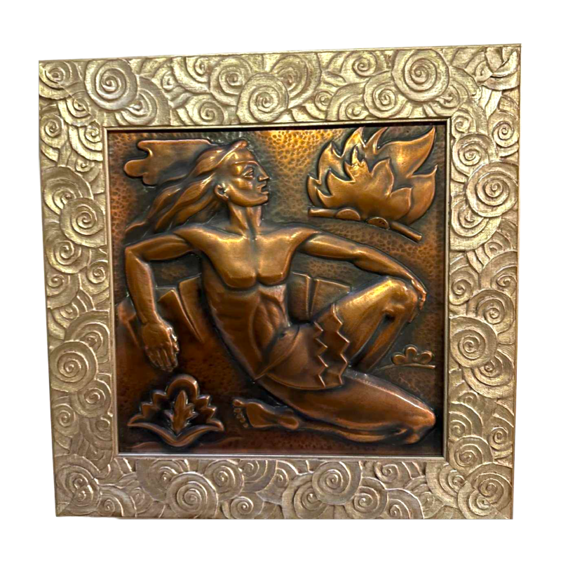 Panneau en cuivre repoussé Art Déco