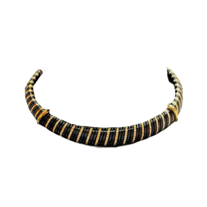 Ketting in geelgoud, zwart staal & diamanten