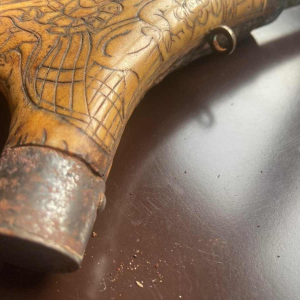 17th-18th century deer antler powder flask