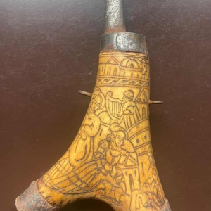 17th-18th century deer antler powder flask