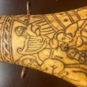 17th-18th century deer antler powder flask