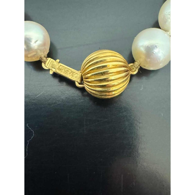 Pearl, gold, ruby & rock crystal necklace