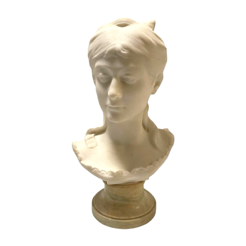 Buste en marbre italien Jeune Femme V. Vietti