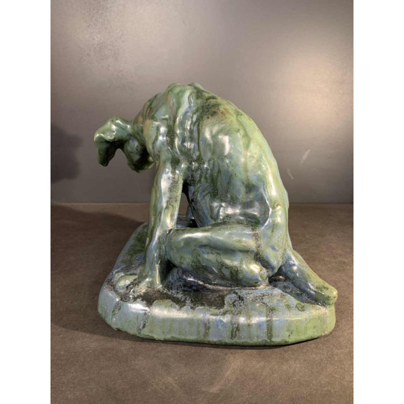 DOMIEN INGELS & ROGER GUERIN, Braque Jachthond Bouffioulx Steengoed Sculptuur 1920s