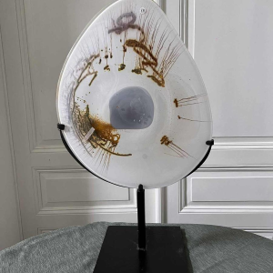 Alfred COLLARD, large glass sculpture decorated with inclusions, mounted on a steel base, 2002