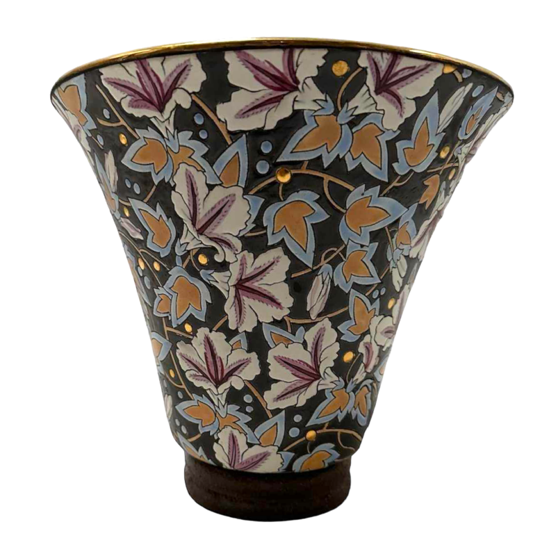 Raymond Chevalier voor Kéramis, Art Deco geëmailleerde cloisonné vaas van keramiek