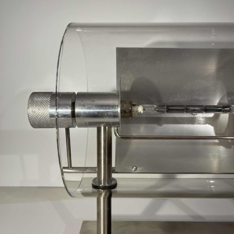 Pierre Lallemand / Moonlight “Cyclops' pair of modernist wall lights, stainless steel glass tube, 1992