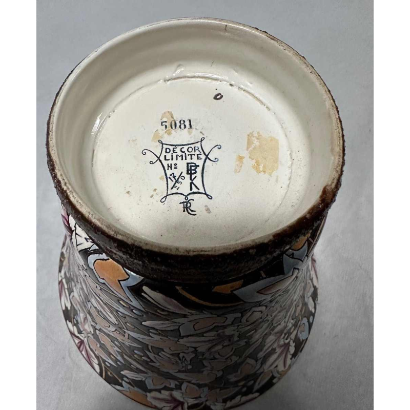 Raymond Chevalier voor Kéramis, Art Deco geëmailleerde cloisonné vaas van keramiek