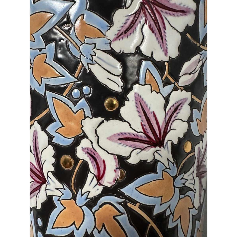 Raymond Chevalier voor Kéramis, Art Deco geëmailleerde cloisonné vaas van keramiek