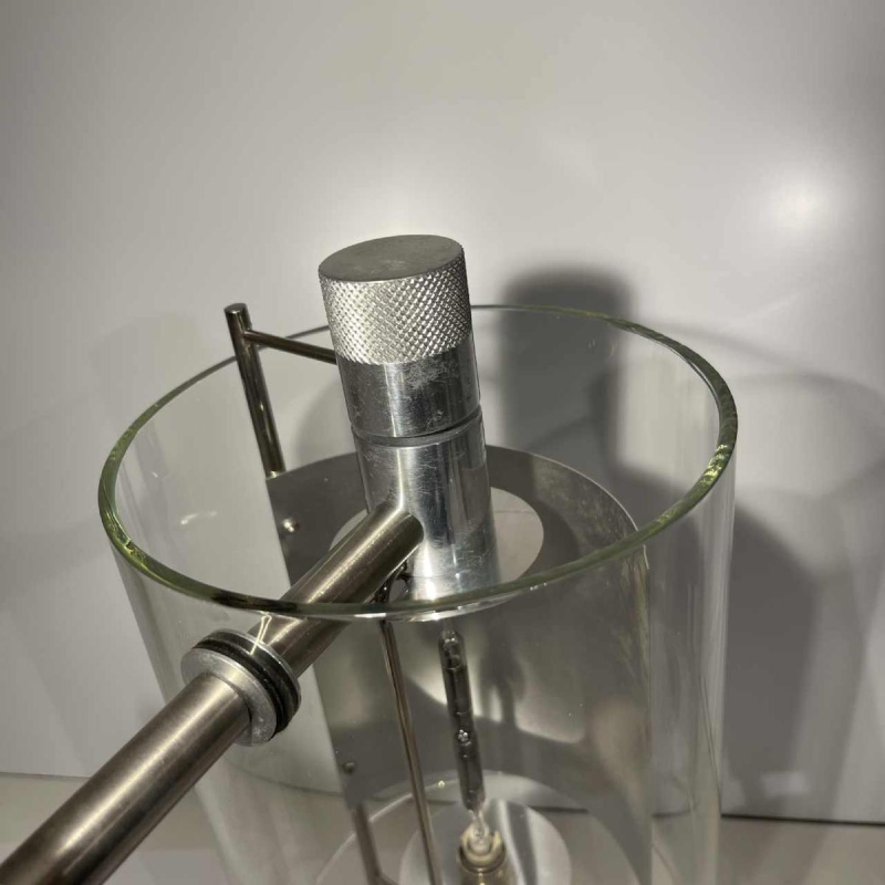 Pierre Lallemand / Moonlight “Cyclops' pair of modernist wall lights, stainless steel glass tube, 1992