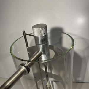 Pierre Lallemand / Moonlight “Cyclops' pair of modernist wall lights, stainless steel glass tube, 1992