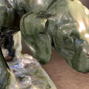 DOMIEN INGELS & ROGER GUERIN, Sculpture Chien Chasse Braque Grès Bouffioulx 1920s