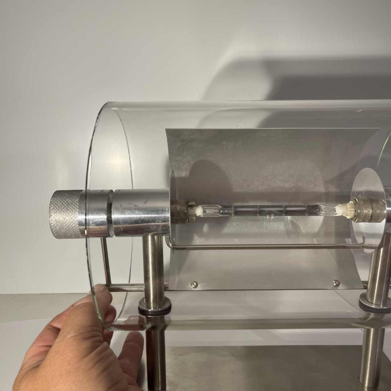 Pierre Lallemand / Moonlight “Cyclops' paire d'appliques modernistes, acier inoxydable verre tube, 1992