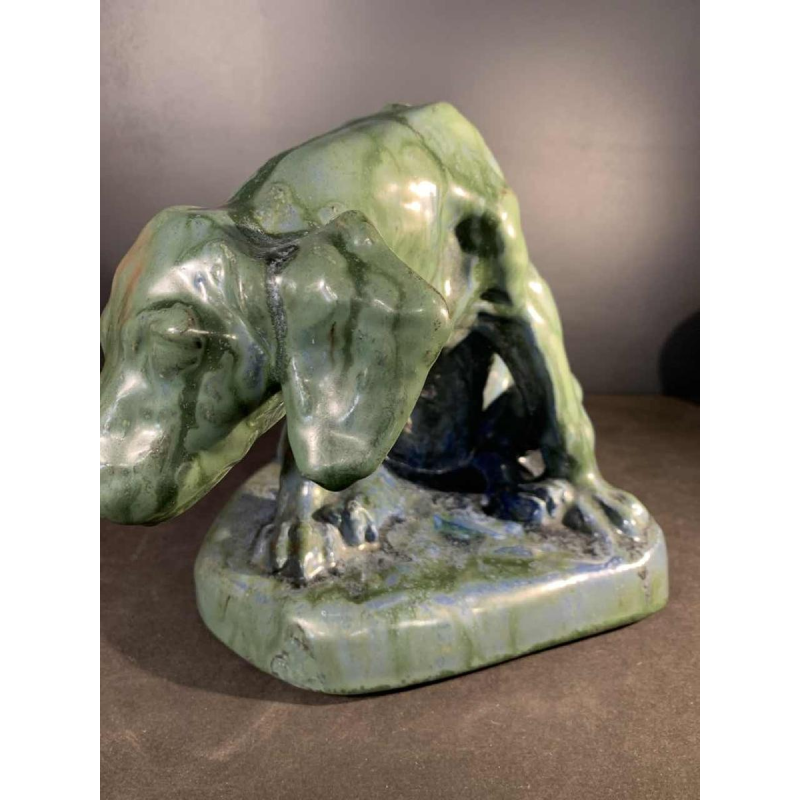 DOMIEN INGELS & ROGER GUERIN, Braque Jachthond Bouffioulx Steengoed Sculptuur 1920s