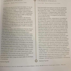 DOMIEN INGELS & ROGER GUERIN, Sculpture Chien Chasse Braque Grès Bouffioulx 1920s