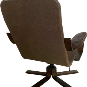 Swivel armchair, bentwood frame, brown leather seat, Scandinavian design ca 1970