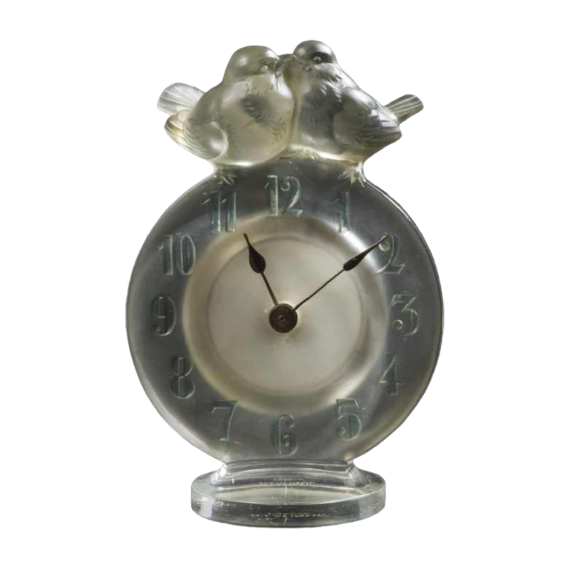Pendulette 8 jours « ANTOINETTE » (1931) de René Lalique (1860-1945) :