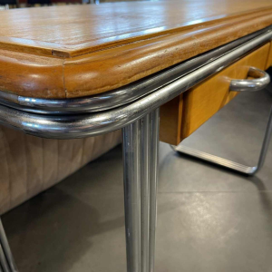 Art Deco Modernist Bauhaus desk / console, wood & triple chromed steel tubes, ca 1930/40