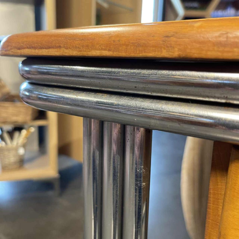 Art Deco Modernist Bauhaus desk / console, wood & triple chromed steel tubes, ca 1930/40