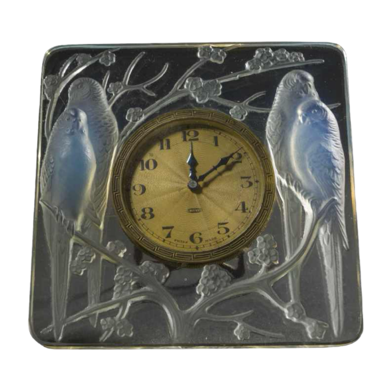 Pendulette 8 dagen « INSEPARABLES » (1926) van RENE LALIQUE (1860-1945):