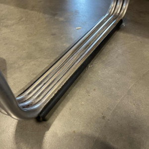 Bureau / console Art Déco Moderniste Bauhaus, bois & tubes d'acier chromé triple, ca 1930/40