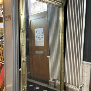 Grand & ancien miroir doré de cheminée, bois / stuc, époque Napoléon III ca 1890