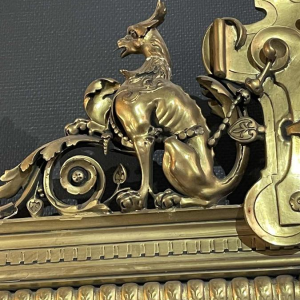 Grote vergulde spiegel, hout en stucwerk, Napoleon III-periode, ca 1890