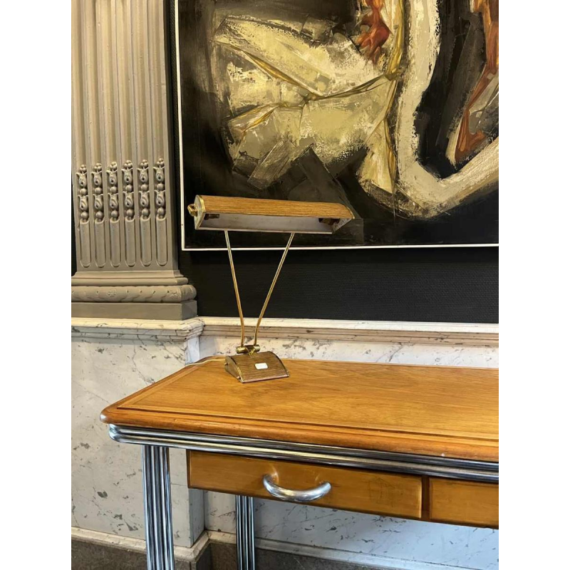 Art Deco Modernist Bauhaus desk / console, wood & triple chromed steel tubes, ca 1930/40