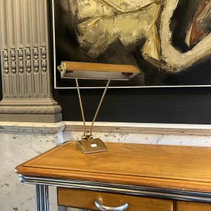 Art Deco modernistisch Bauhaus bureau / console, hout & drievoudig verchroomde stalen buizen, ca 1930/40