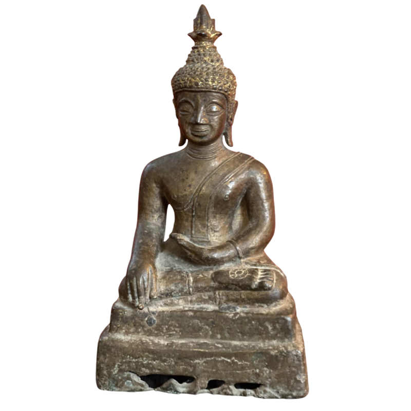 Bouddha assis en bronze patiné, Birmanie XIXe s
