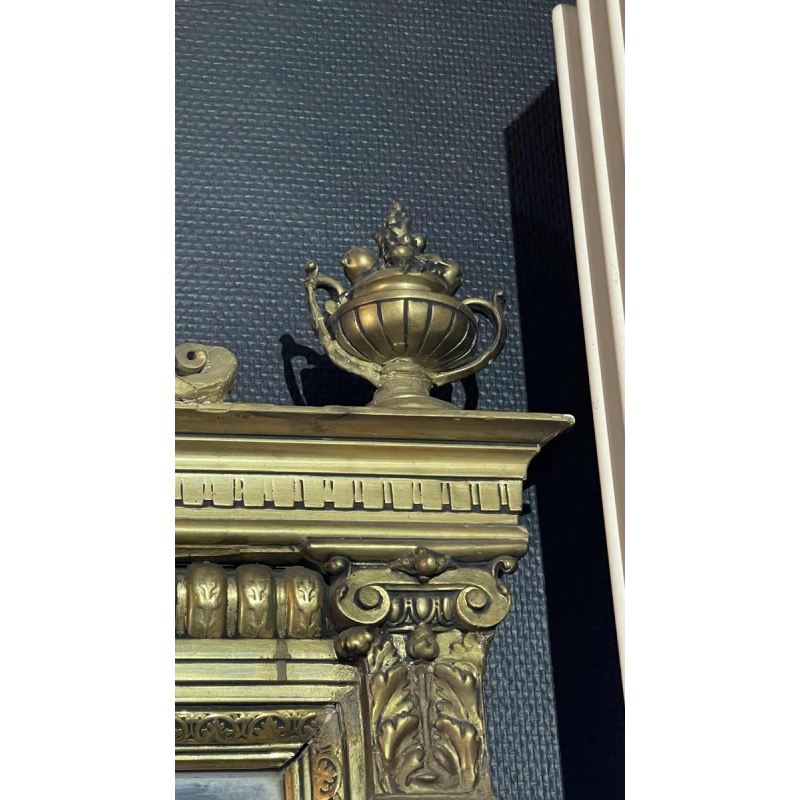 Grote vergulde spiegel, hout en stucwerk, Napoleon III-periode, ca 1890