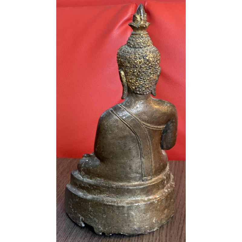 Bouddha assis en bronze patiné, Birmanie XIXe s