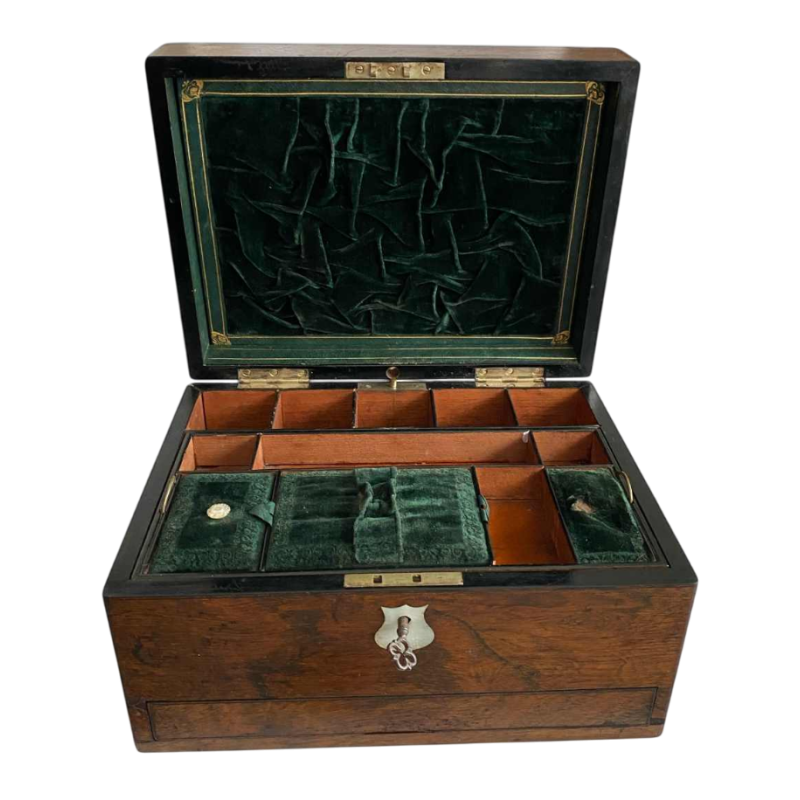 Boîte / coffret à bijoux en palissandre d'époque victorienne, Royaume-Uni XIXe s
