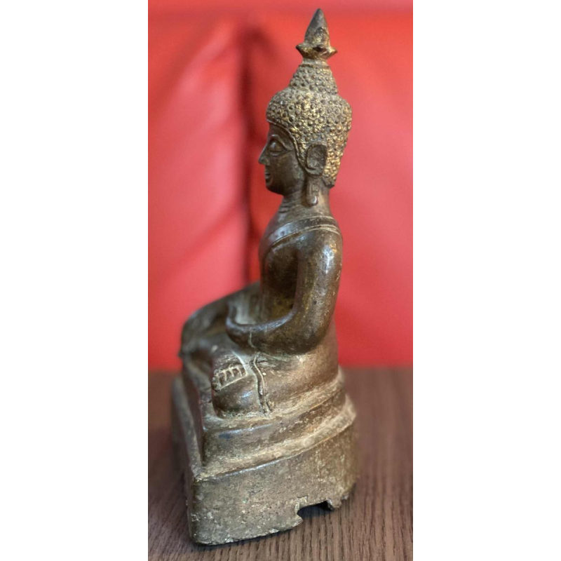 Seated Buddha in patinated bronze, Burma 19th c