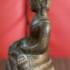 Bouddha assis en bronze patiné, Birmanie XIXe s