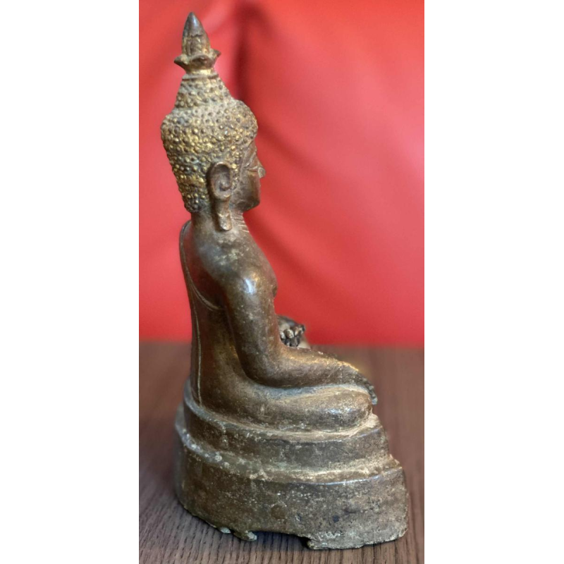 Seated Buddha in patinated bronze, Burma 19th c